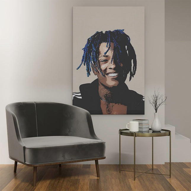 Canvas schilderij interieur XXXTentacion met Blauw Haar