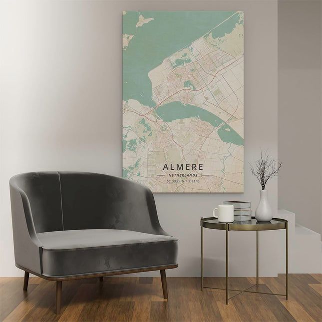 Canvas schilderij interieur Stadskaart Almere
