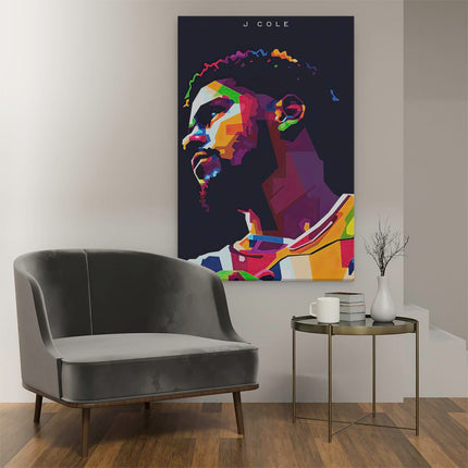 Canvas schilderij interieur J Cole in Abstracte Kleuren