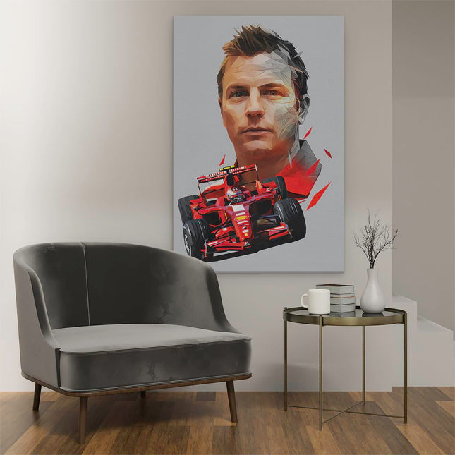 Canvas schilderij interieur Kimi Raikkonen bij Ferrari F1