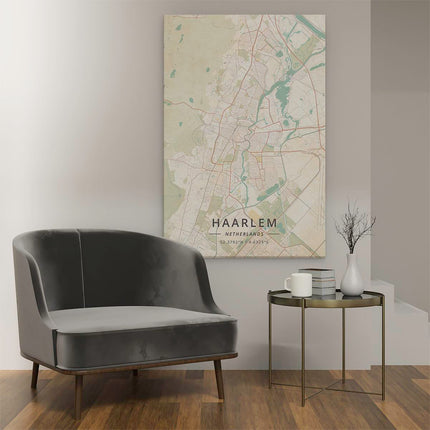 Canvas schilderij interieur Stadskaart Haarlem