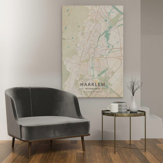 Canvas schilderij interieur Stadskaart Haarlem