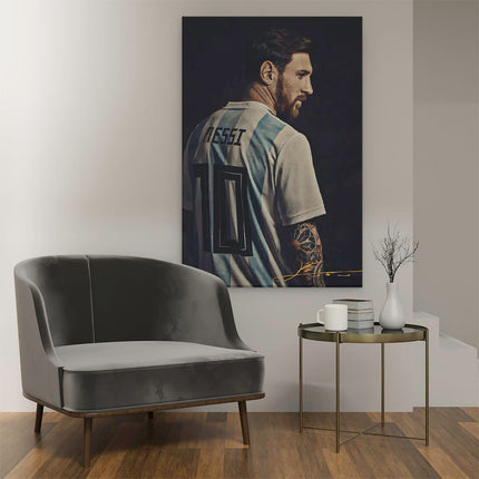 Canvas schilderij interieur Voetbalspeler Messi bij Argentinië