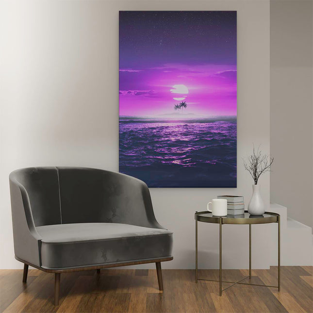 Canvas schilderij interieur Roze Zonsondergang op de Zee