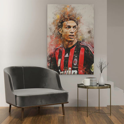 Canvas schilderij interieur Voetbalspeler Paolo Maldini bij AC Milan