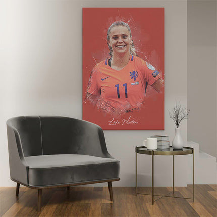 Canvas schilderij interieur Voetbalspeelster Lieke Martens bij Oranje