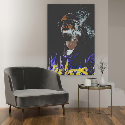 Canvas schilderij interieur Snoop Dogg aan het Roken