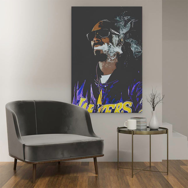 Canvas schilderij interieur Snoop Dogg aan het Roken