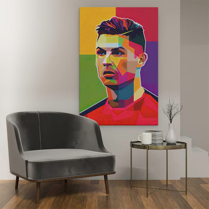 Canvas schilderij interieur Voetbalspeler Cristiano Ronaldo in Abstracte Kleuren