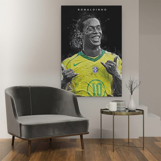 Canvas schilderij interieur Ronaldinho bij het Brazilliaans Elftal