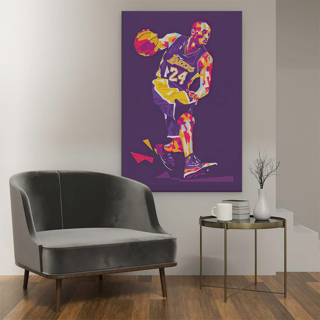 Canvas schilderij interieur Kobe Bryant in Abstracte Kleuren