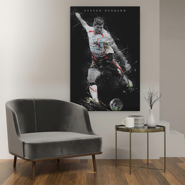 Canvas schilderij interieur Steven Gerrard bij Liverpool als Aanvoerder