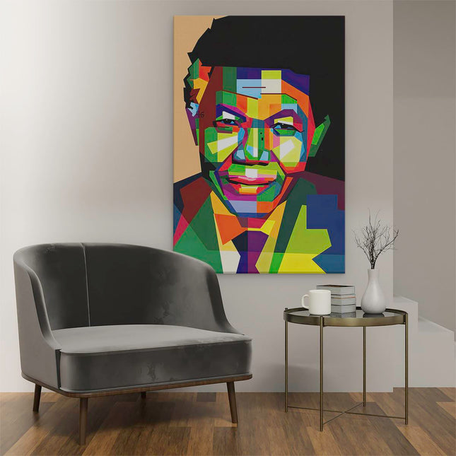 Canvas schilderij interieur Nelson Mandela in Abstracte Kleuren