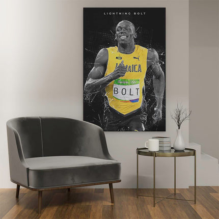 Canvas schilderij interieur Lightning Bolt - Usain Bolt voor Jaimaca