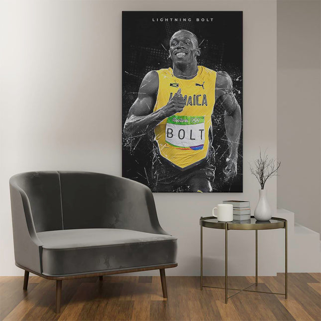 Canvas schilderij interieur Lightning Bolt - Usain Bolt voor Jaimaca