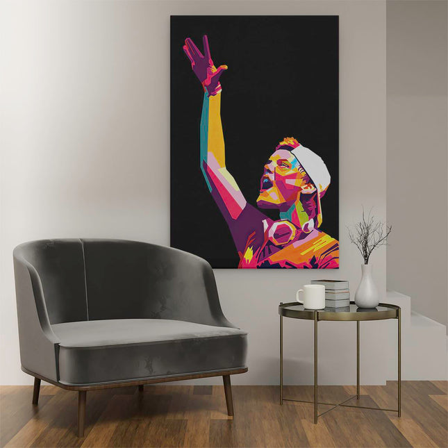 Canvas schilderij interieur DJ Avicii in Abstracte Kleuren