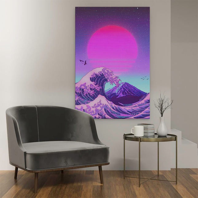 Canvas schilderij interieur Zonsondergang op de Golfende Zee