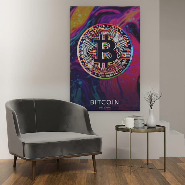 Canvas schilderij interieur Cryptomunt Bitcoin
