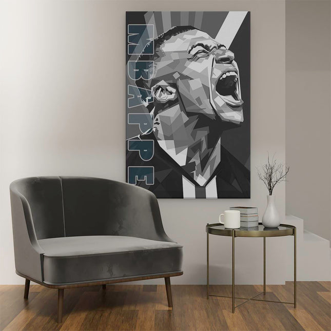 Canvas schilderij interieur Kylian Mbappe Zwart Wit
