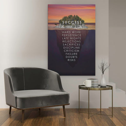 Canvas schilderij interieur Success Motivatie Tekst op een Eiland - Motivatie