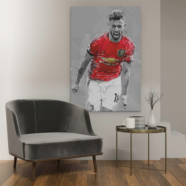 Canvas schilderij interieur Bruno Fernandes bij Manchester United