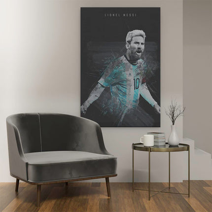 Canvas schilderij interieur Lionel Messi bij Argentinië