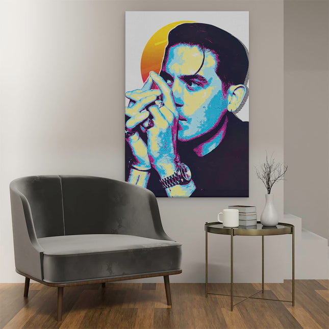 Canvas schilderij interieur Rapper G-Eazy met de Zon
