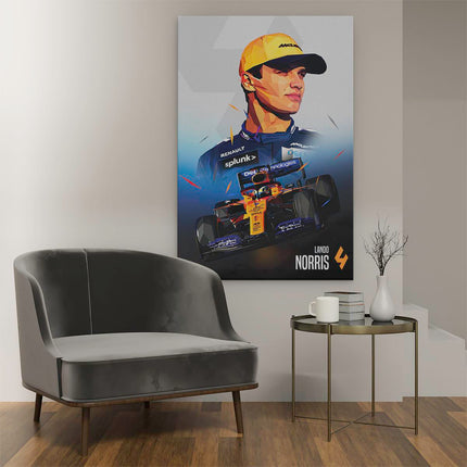 Canvas schilderij interieur Lando Norris bij McLaren F1