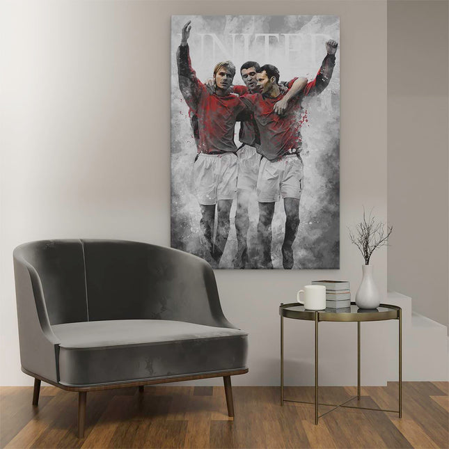 Canvas schilderij interieur David Bechkam, Roy Keane en Ryan Giggs bij Manchester United - Legendes