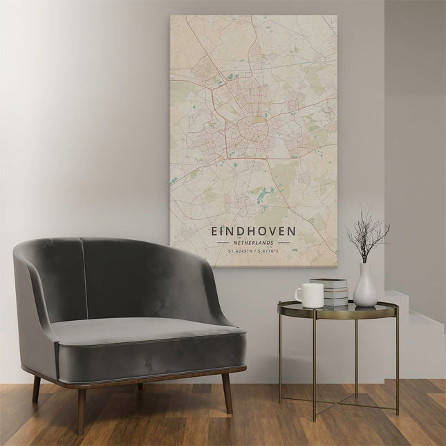 Canvas schilderij interieur Stadskaart Eindhoven
