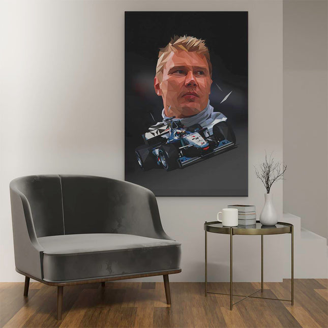 Canvas schilderij interieur Mika Häkkinen bij McLaren F1