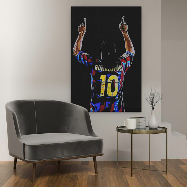 Canvas schilderij interieur Ronaldinho bij FC Barcelona