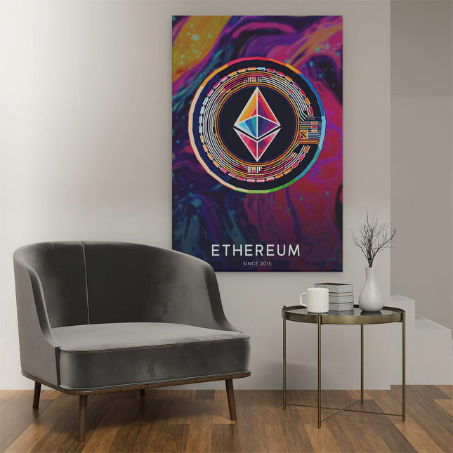 Canvas schilderij interieur Cryptomunt Ethereum 