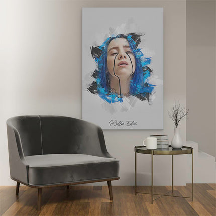 Canvas schilderij interieur Billie Eilish met Zwarte Tranen