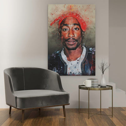 Canvas schilderij interieur Tupac Shakur op Olieverf - 2Pac