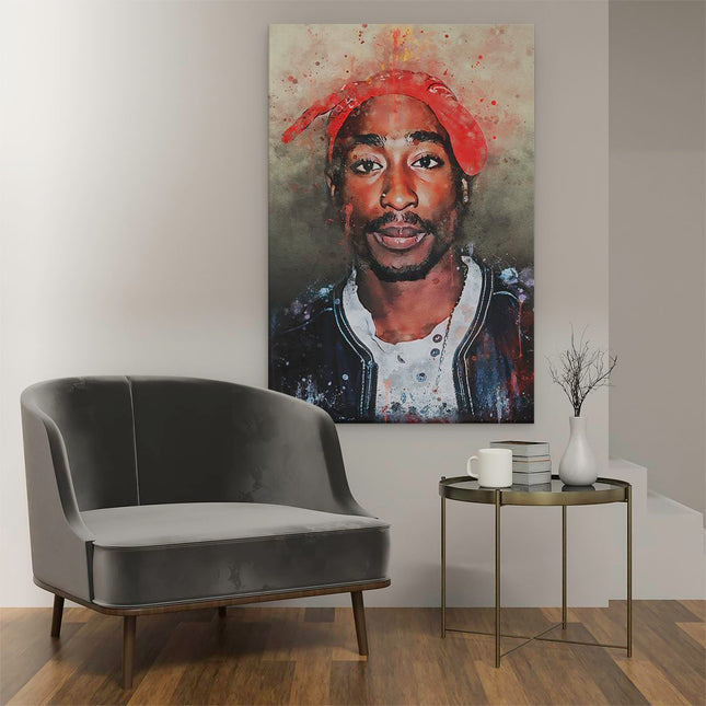 Canvas schilderij interieur Tupac Shakur op Olieverf - 2Pac
