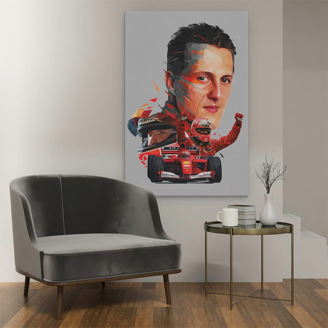 Canvas schilderij interieur Michael Schumacher bij Ferrari F1