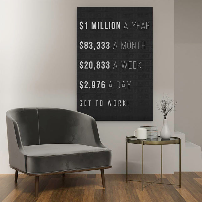 Canvas schilderij interieur Get to Work Quote - Motivatie - Inspiratie