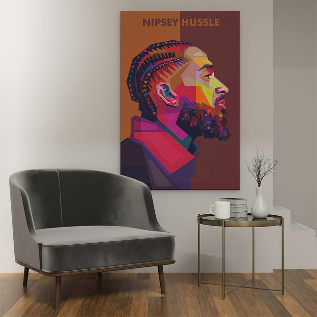 Canvas schilderij interieur Nipsey Hussle in Abstracte Kleuren