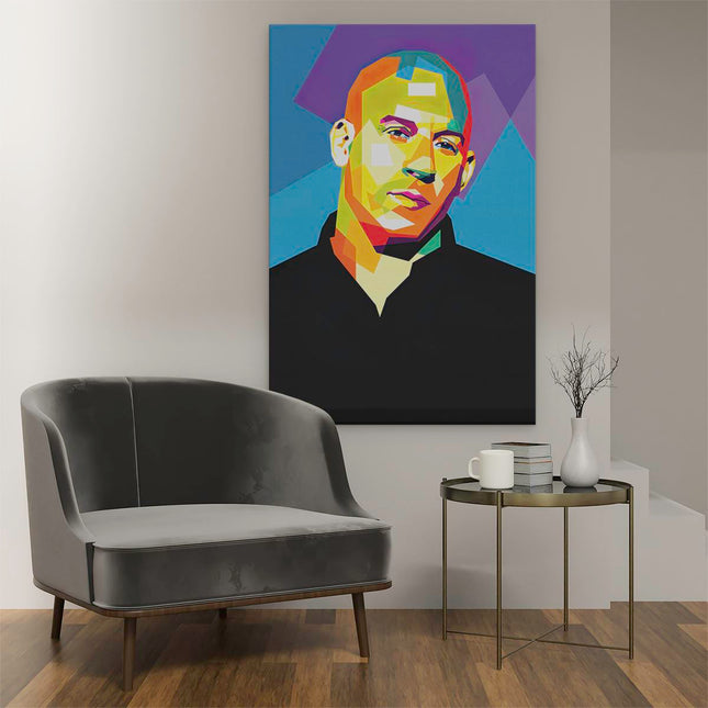 Canvas schilderij interieur Vin Diesel in Abstracte Kleuren
