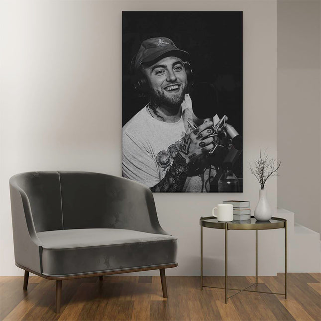 Canvas schilderij interieur Mac Miller in het Zwart Wit