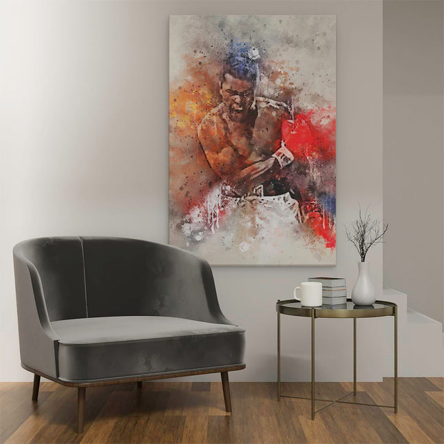 Canvas schilderij interieur Muhammad Ali met Verfkleuren