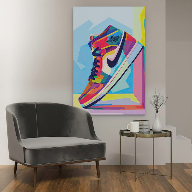 Canvas schilderij interieur Nike Jordan Sneaker in Abstracte Kleuren