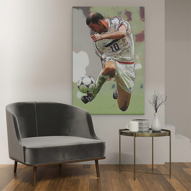 Canvas schilderij interieur Zinedine Zidane bij Frankrijk