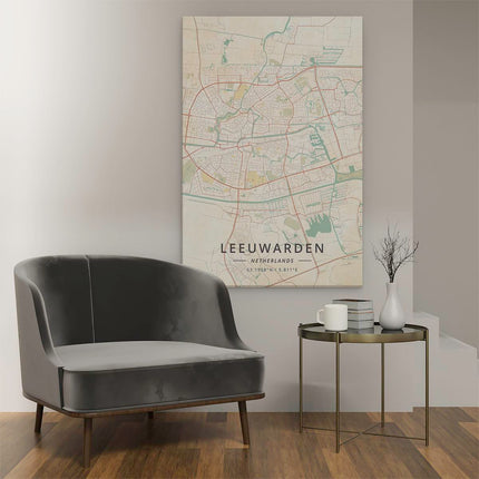 Canvas schilderij interieur Stadskaart Leeuwarden
