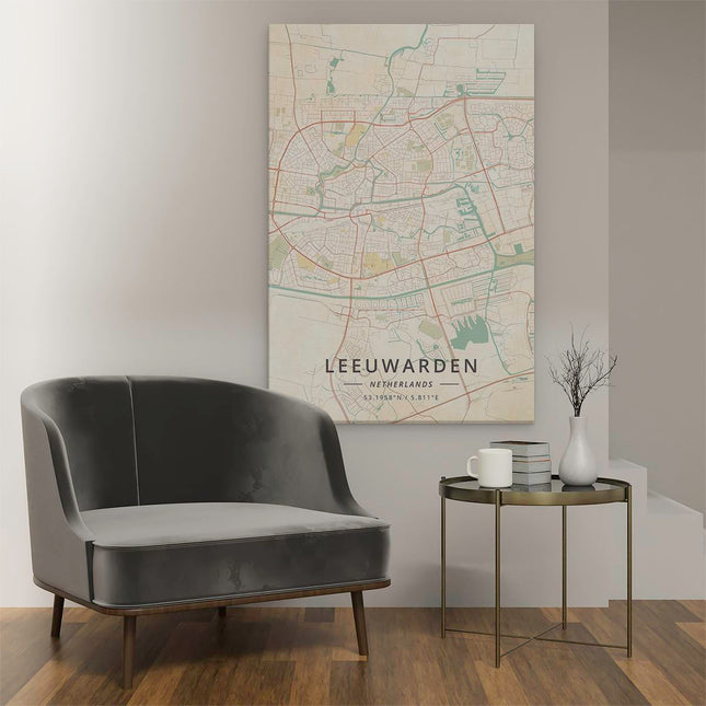 Canvas schilderij interieur Stadskaart Leeuwarden