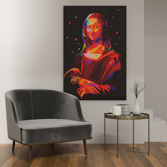 Canvas schilderij interieur Mona Lisa in Abstracte Kleuren