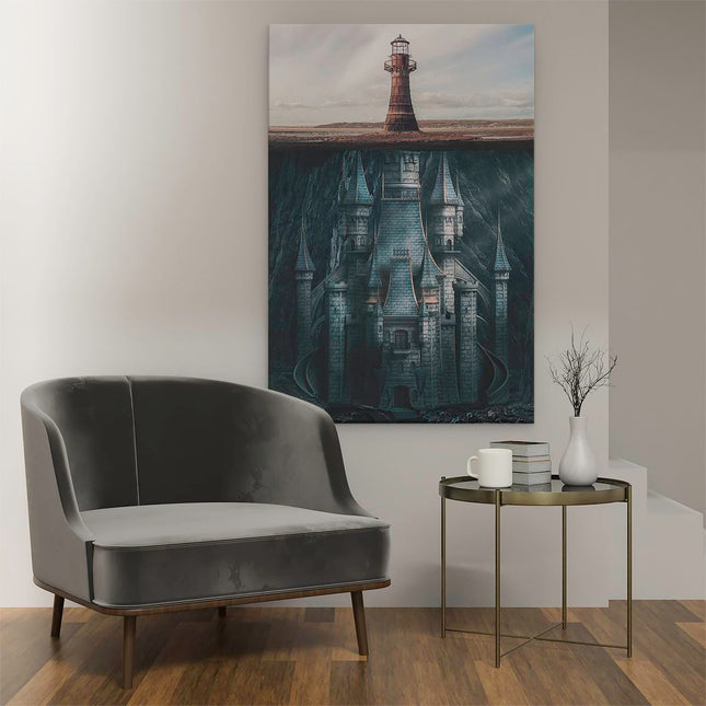Canvas schilderij interieur Vuurtoren met Torens onder de Grond
