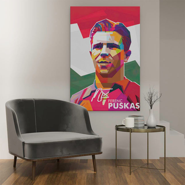 Canvas schilderij interieur Ferenc Puskas voor Hongarije