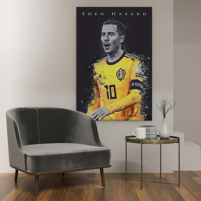 Canvas schilderij interieur Eden Hazard bij België - Rode Duivels